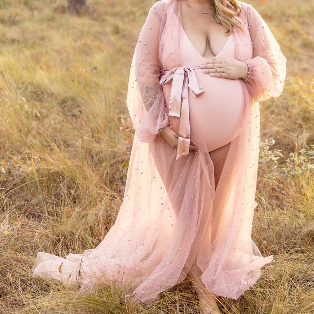 Dusty Rose Sheer Pearl “dress” overlay (maternity)